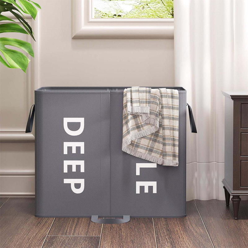 Bhargava Fabric Laundry Hamper with Handles, 50 x 60 x 35, Grey