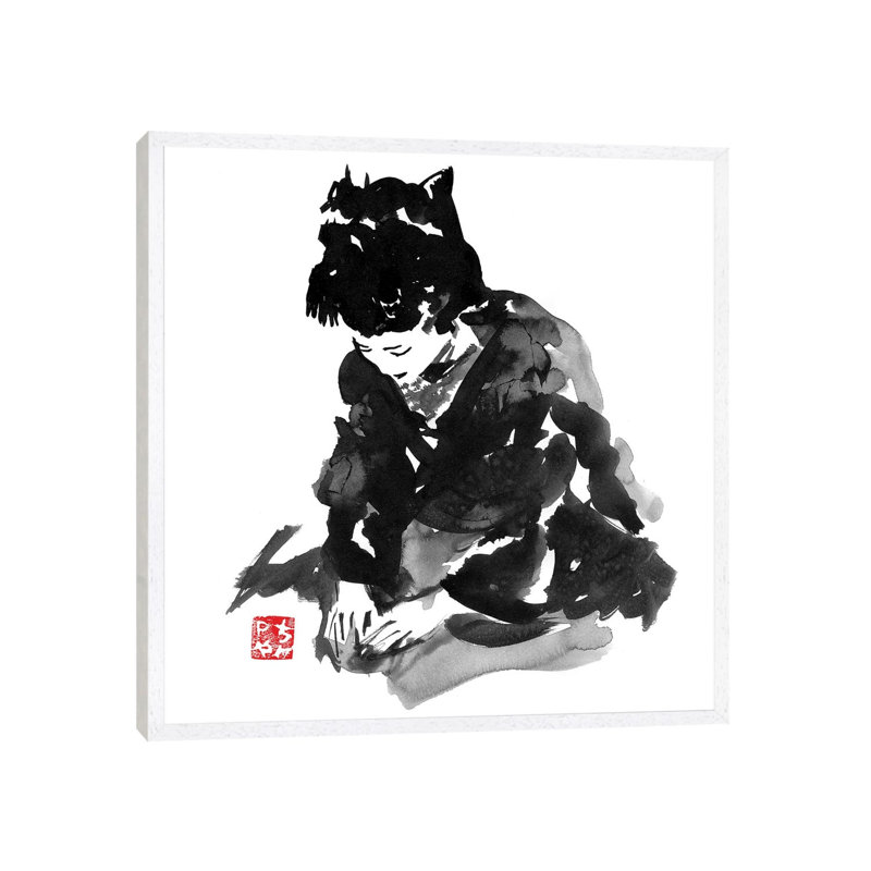 Tea Ceremony by Péchane - Print on Canvas, White Framed, 93.98 cm H x 93.98 cm W