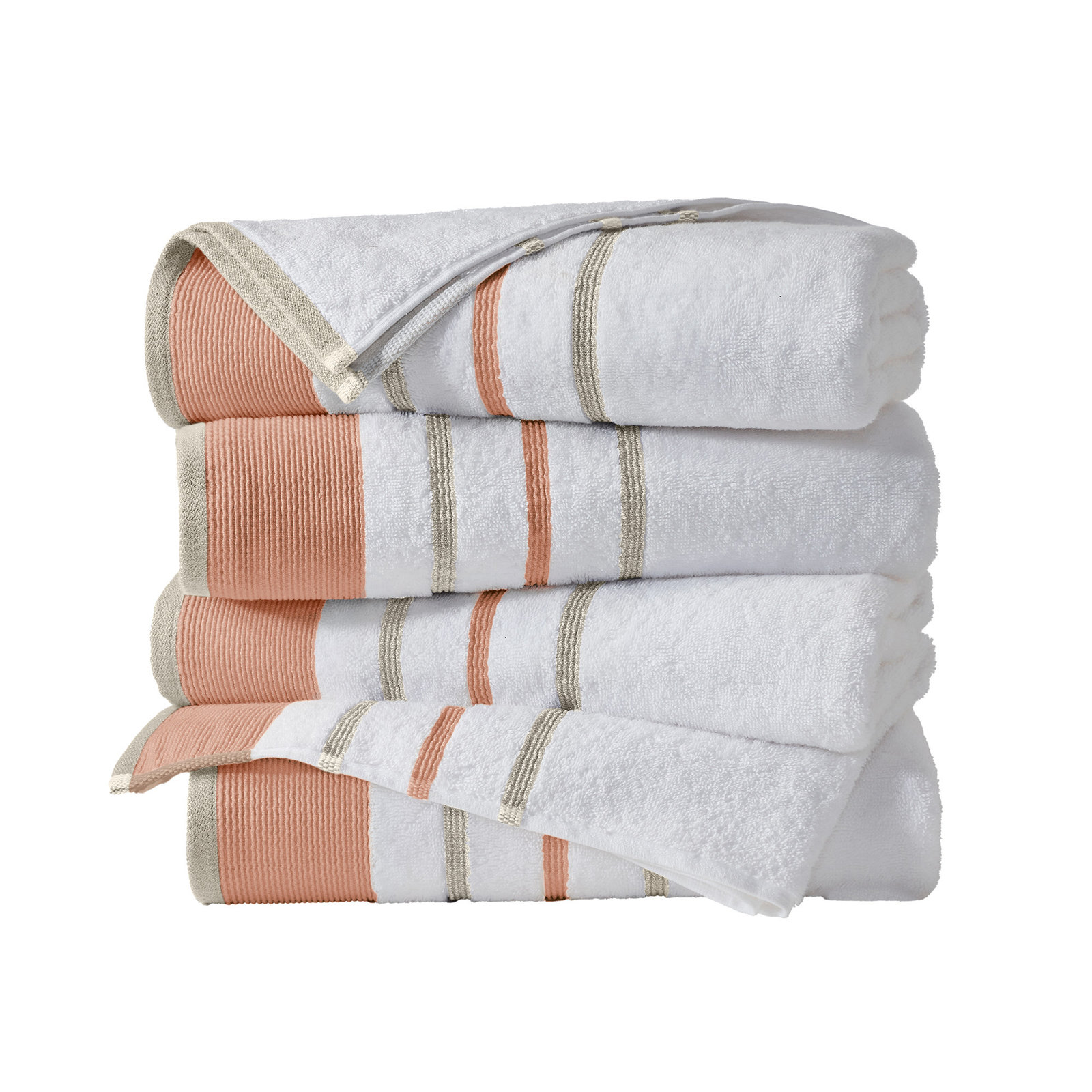 Deanthony Luxury Cotton Decorative, Dusty Rose/Cappuccino, Bath Towels - 4 Pack
