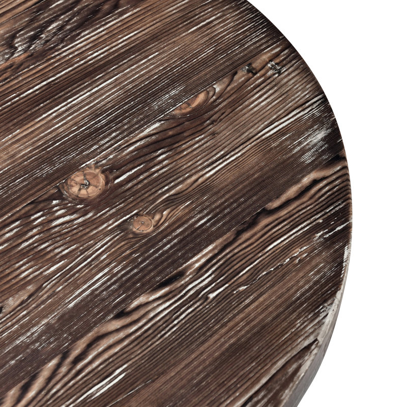 Table de bout ronde à piédestal brun fini à la main avec finition, pin massif, rustique classique transitionnel, largeur de 28 po de profondeur, 25 po de hauteur, 39 lb de bois de pin vieilli