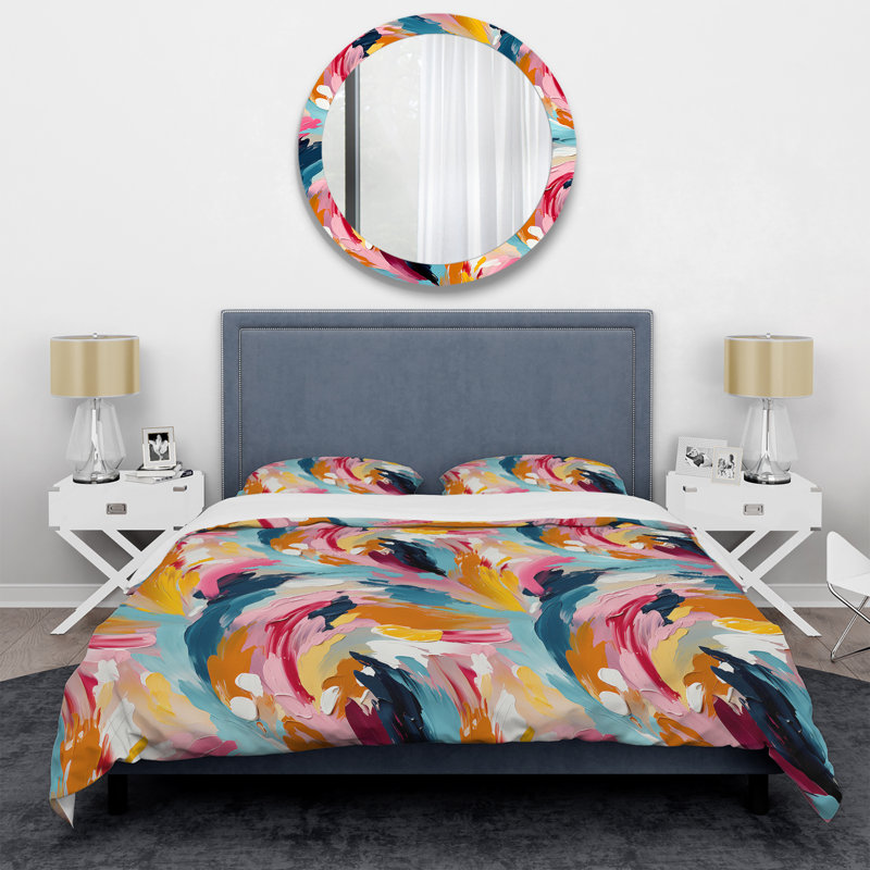 Ensemble de housse de couette Colorful Vibrant Paint Swirl Bliss, Housse de couette pour grand lit et 2 taies décor