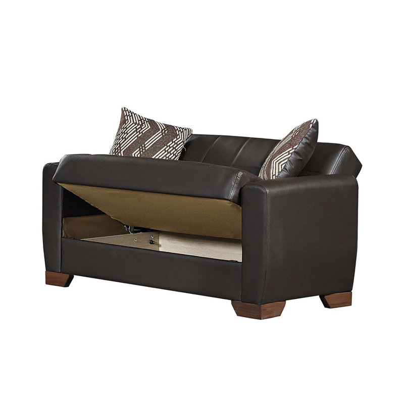 Causeuse convertible avec rangement Primenest Nexaro Collection, polyuréthane brun, Brun