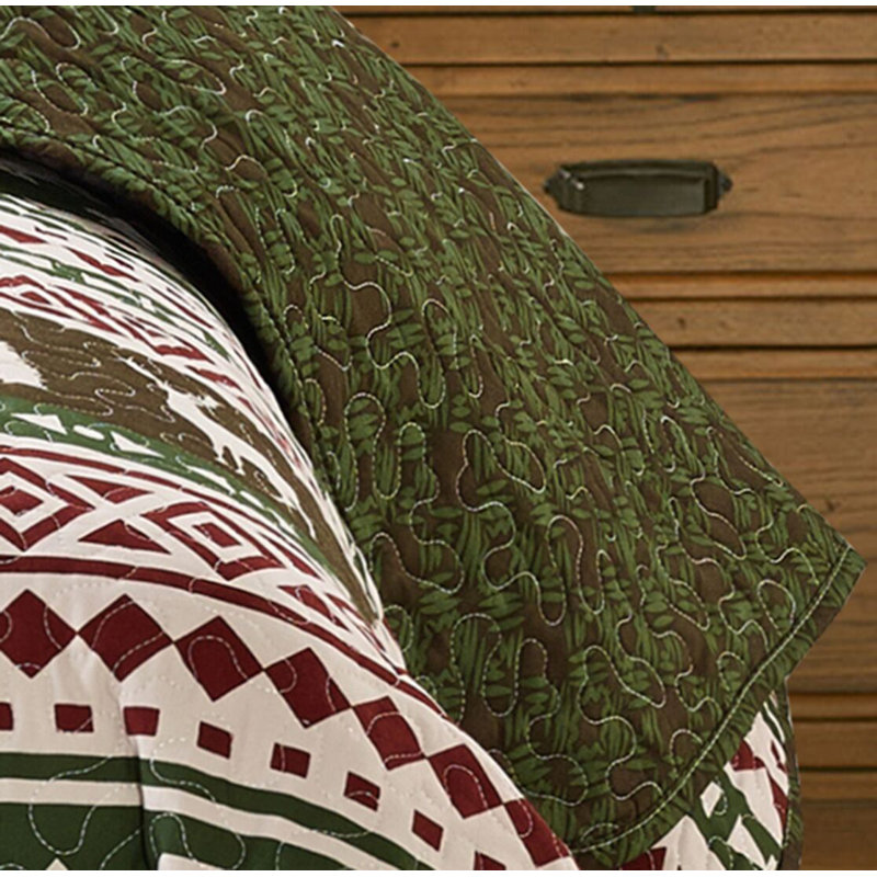 Chidi Polyester Geometric Shapes Quilt, Full/Queen Quilt + 2 Shams + 1 Throw Pillow