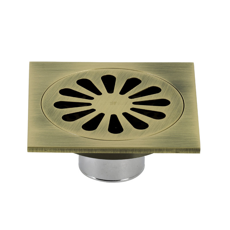 Drain de douche grille de cours d'eau, Laiton antique