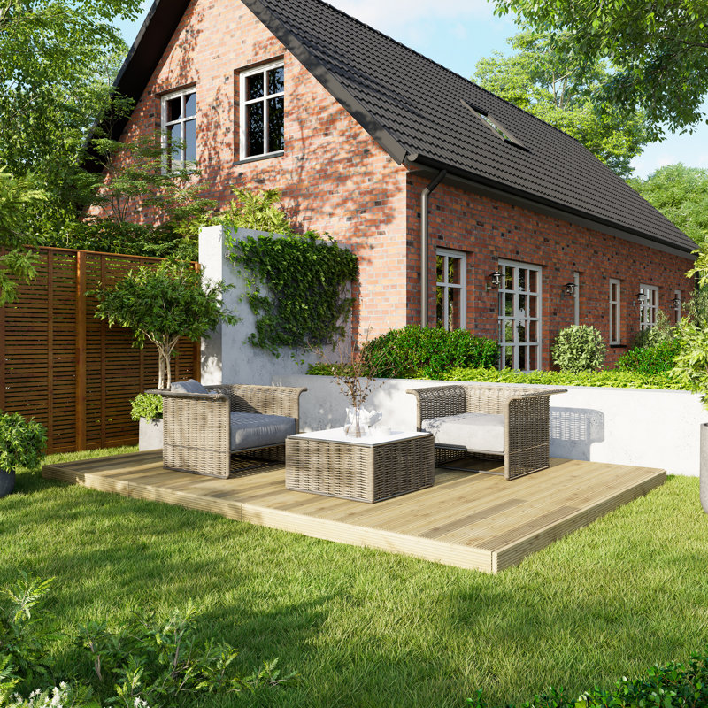 Powersheds Timber Pressure Treated Decking Kit - No Handrails, 298cm L x 417cm W