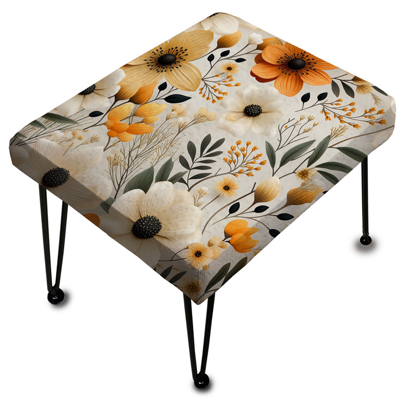 Earthy Tones Poppies Flowers - Floral Rectangle Ottoman
