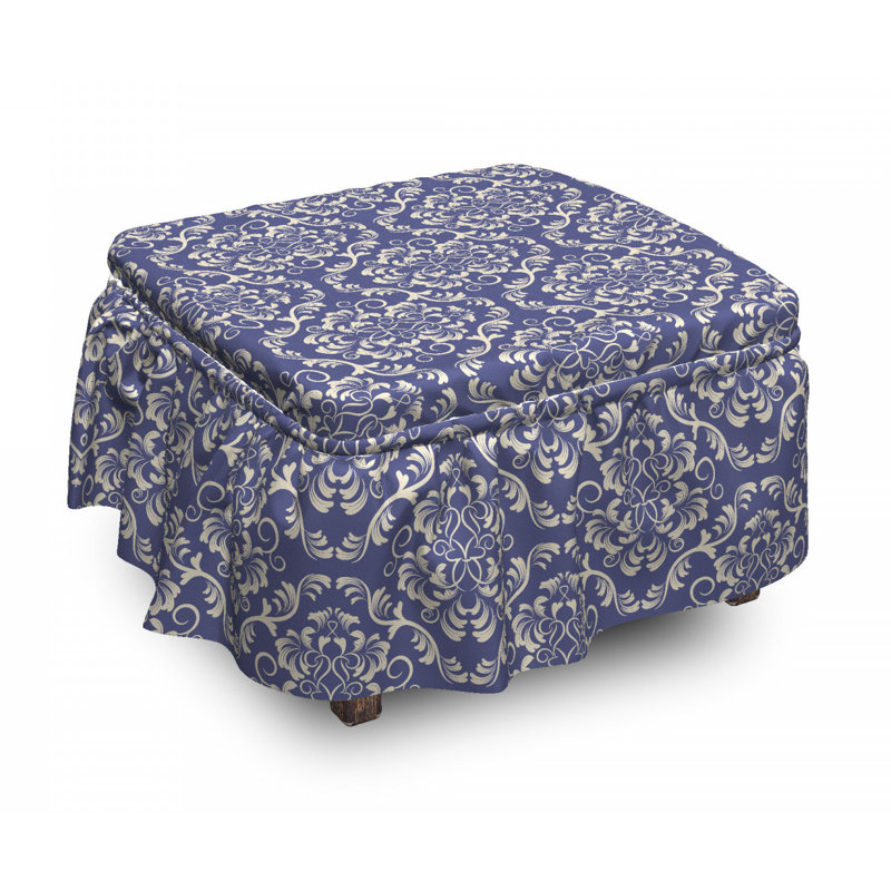 Housse pour repose-pieds rococo floral damassé