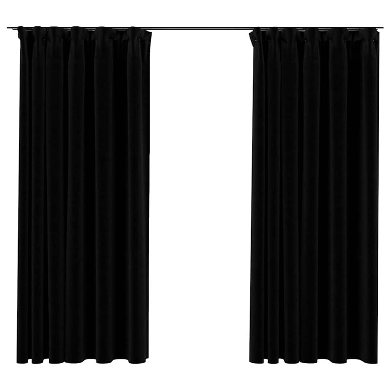Blackout Curtain Pair, Black, Width 140 x Drop 175 cm
