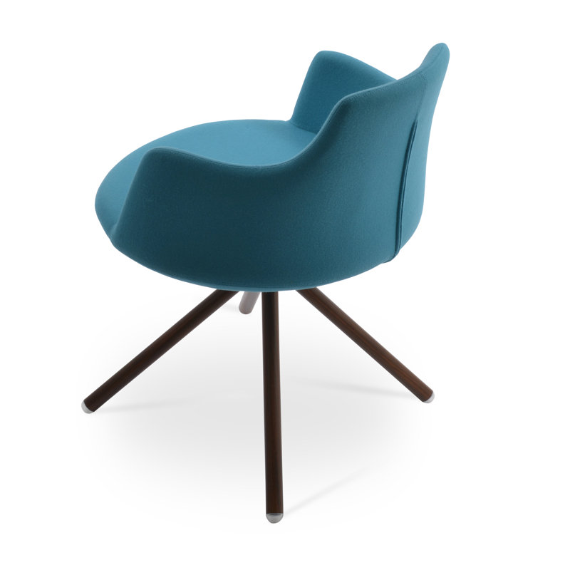 Chaise avec accoudoirs Dervish, Turquoise, Noyer