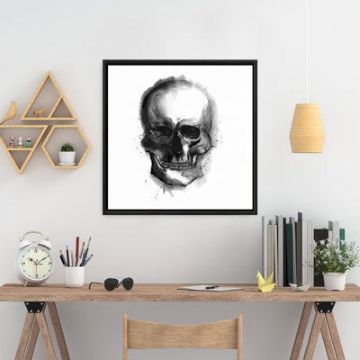 Reproduction d'aquarelle crâne foncé sur toile