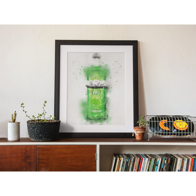 Green Gin Bottle - Single Picture Frame Print