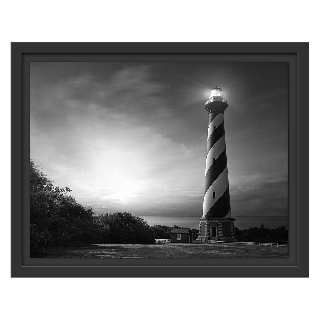 Gerahmtes Wandbild Cape Hatteras Leuchtturm Kunst B&W