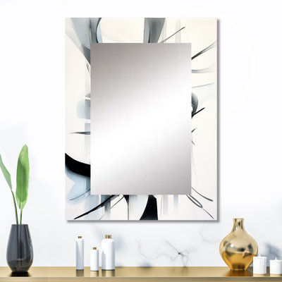 Abstrait neutre neutre - miroir géométrique unique, grand miroir mural noir, art imprimé en métal