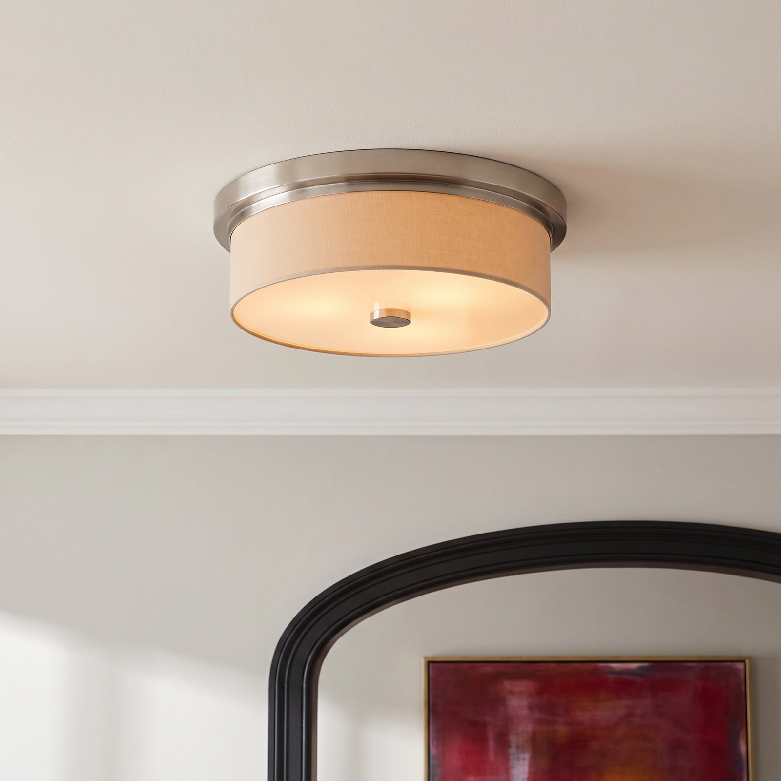 Flaire 3 Light Fabric Flush Mount, Brushed Nickel