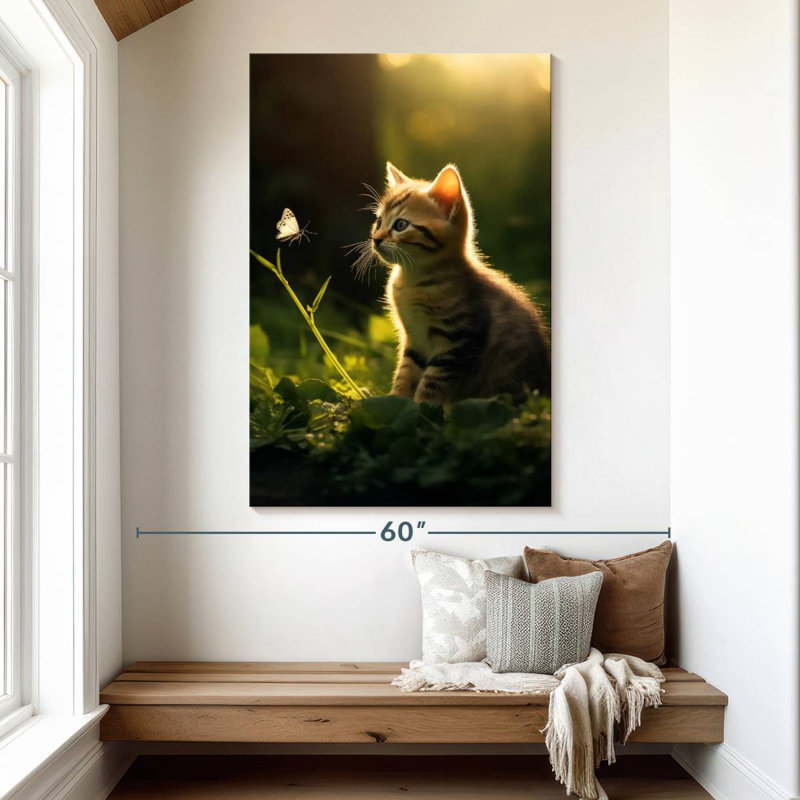 Brampt Kitten Watching Butterfly, 51" H x 34" W
