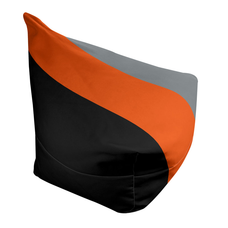 Bean Bag Cover, 42" H x 38" W x 2" D, Black/Orange/Silver