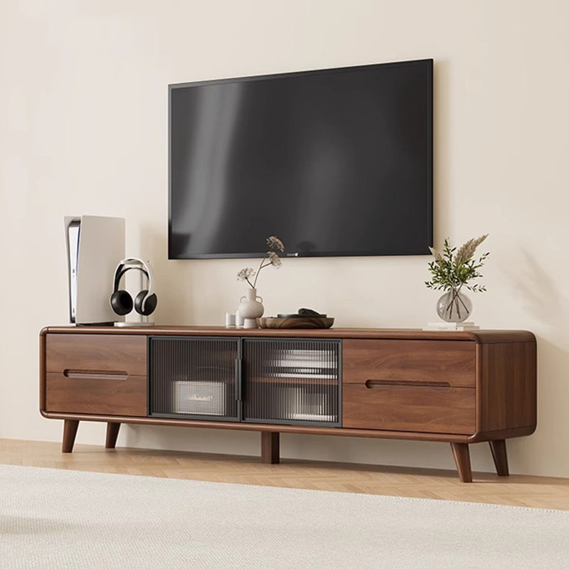 Walnut Manufactured Wood TVStands, 17.72"H x 94.49"L x 13.58"W
