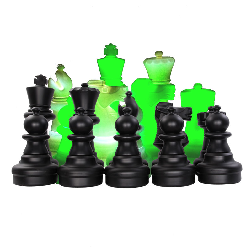 MegaChess 25 Giant Plastic Chess Set with Day Time Pieces, Green/White/Black