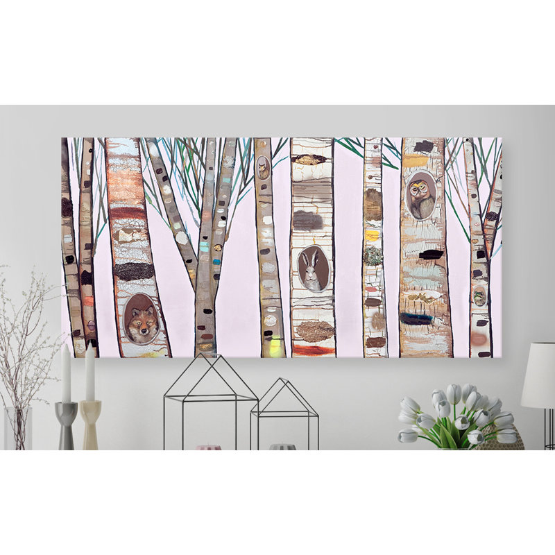 «Light Pink Birch Trees», impression sur toile tendue, H 24 po x l 48 po, Toile