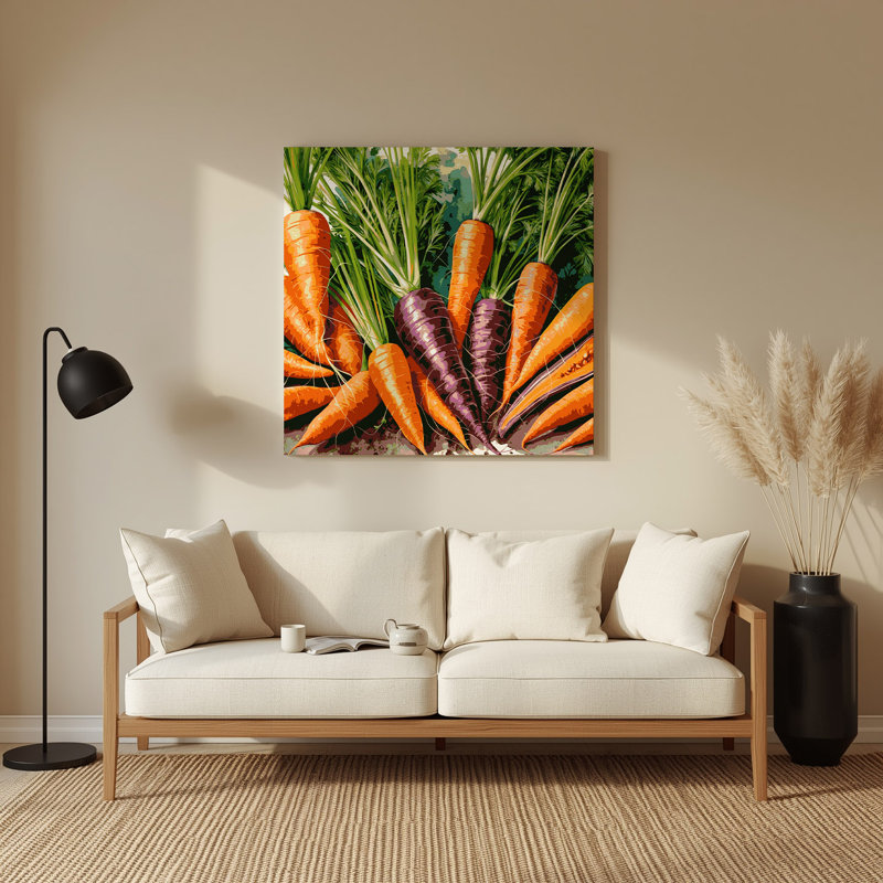 Art mural en métal légumes carotte brune, H 16 po x l 16 po