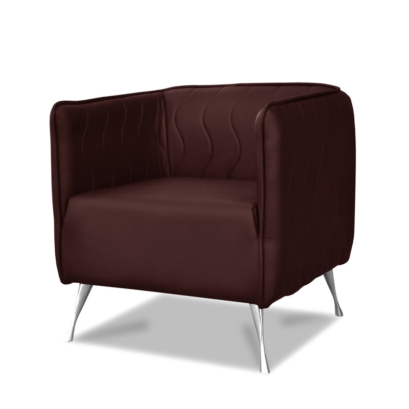 Molena Faux Leather Barrel Chair, Brown