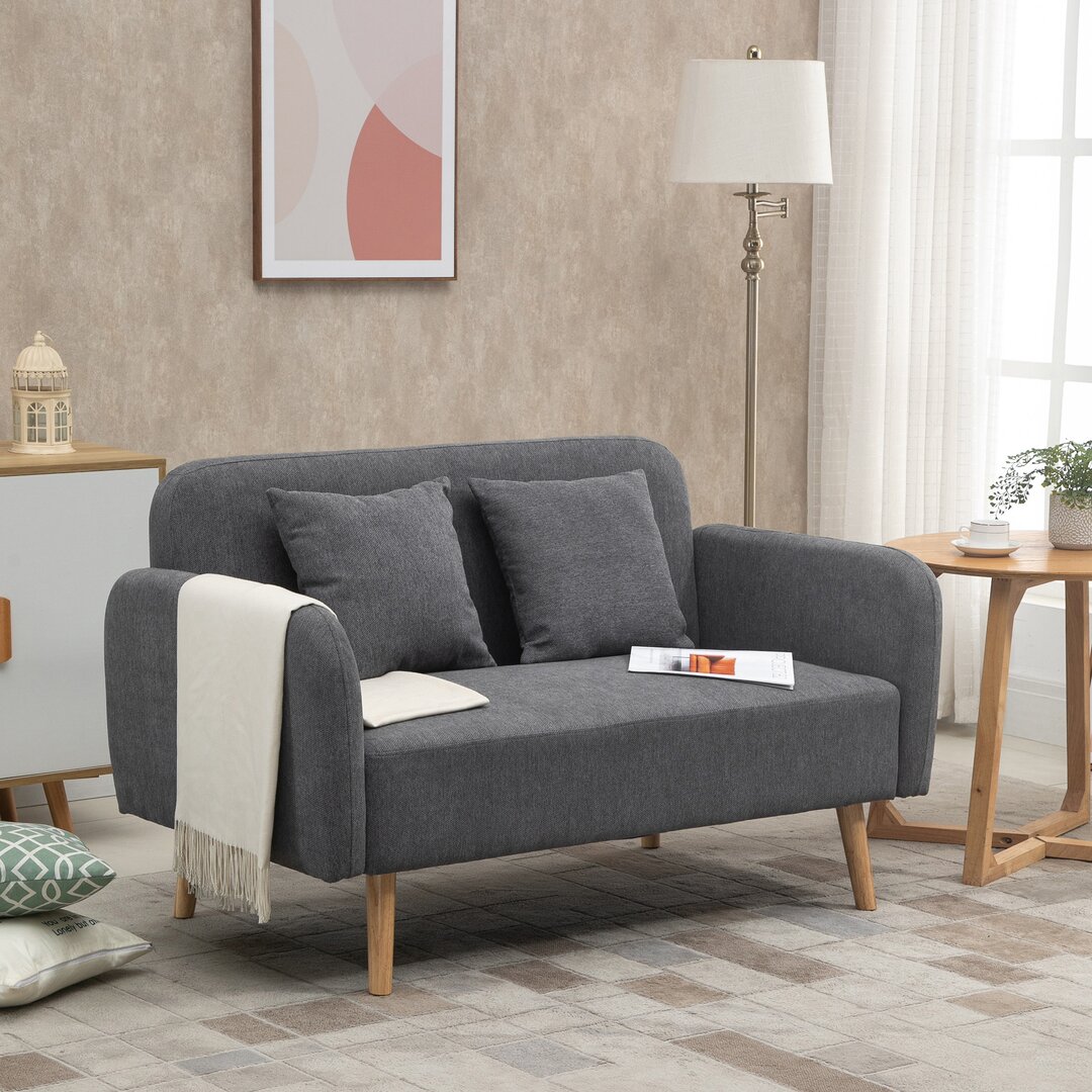 Doppelsofa mit Kissen Stoff Love seat einstellbare Fußrasten samtartiges Polyester 130 x 70 x 80 cm Bodie