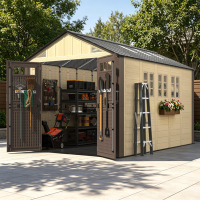 8 Ft. W x 12 Ft. D Resin Outdoor Storage Shed with Floor