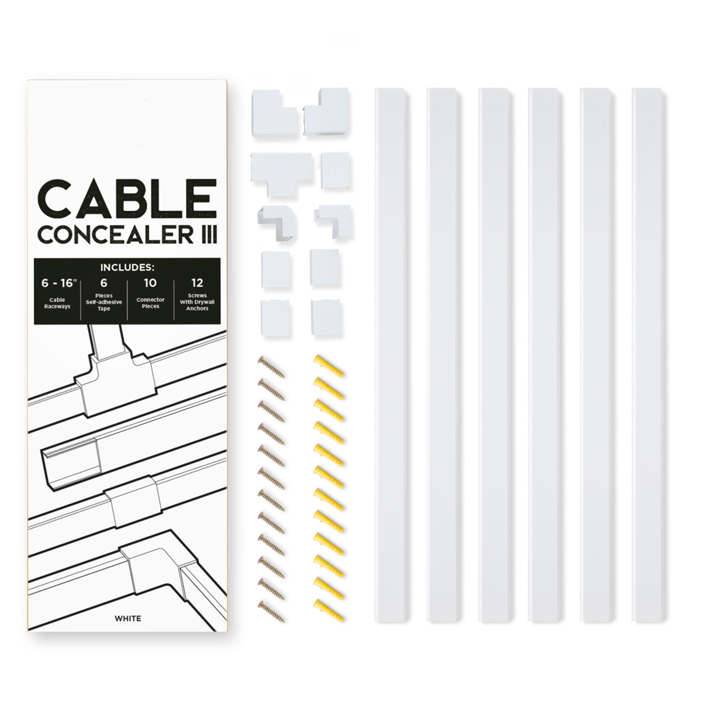 Hastings Home Cable Concealer III On-Wall Cord Cover Raceway Kit - Cable  Management System for Cords or Wires & Reviews