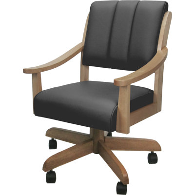 Burholme Solid Wood Leather Dining Caster Chair