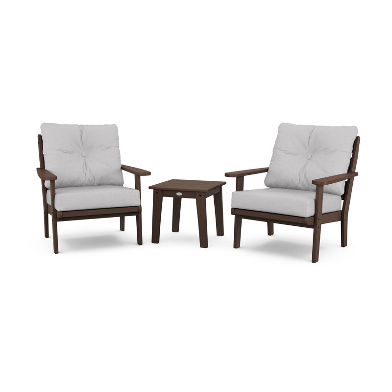 Lakeside 3-Piece Deep Seating Chair Set, Mahogany, Granite