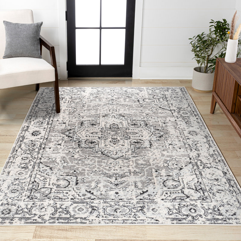 Tapis gris foncé Merza, Rectangle 5 pi 3 po x 7 pi 6 po