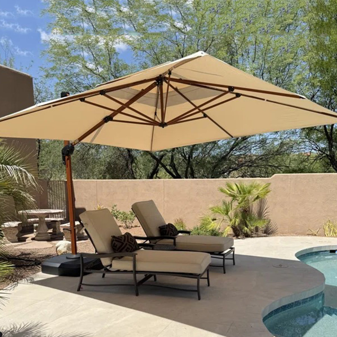 Roopal 144'' Square Cantilever Umbrella with Wheeled Base Arlmont & Co. Fabric 