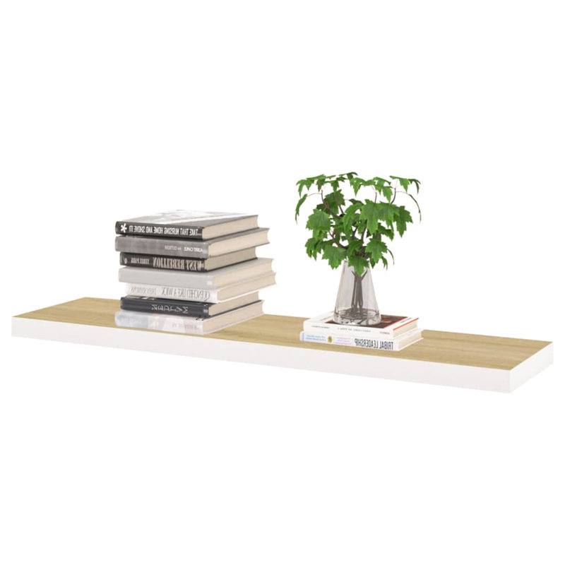 Bridgeville 2 Piece Floating Shelf, 3.8 cm H x 120 cm W x 23.5 cm D, Oak/White