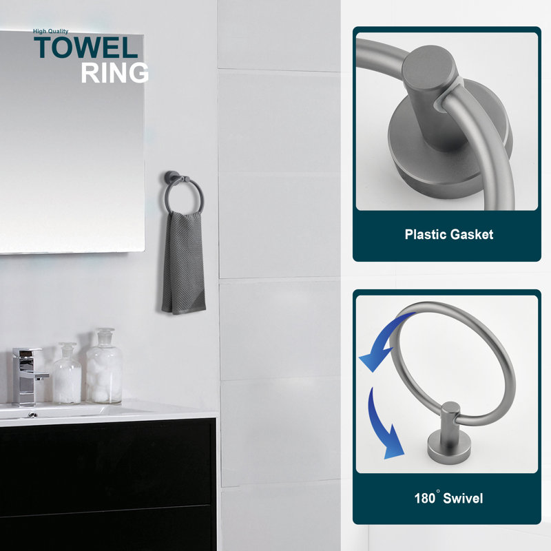 6 - Piece Bathroom Hardware Set, Gun Ash