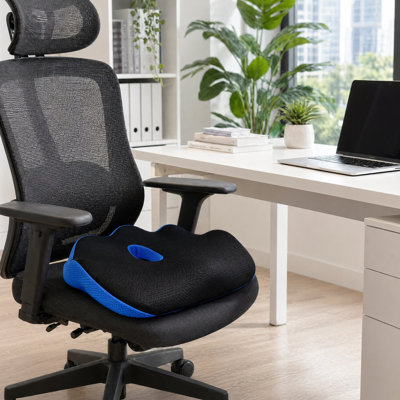 Coussin de siège ergonomique en mousse à mémoire de forme, noir, compressible et profilé pour un support confortable sur les chaises de bureau, les sièges d'auto et les sièges pour la maison