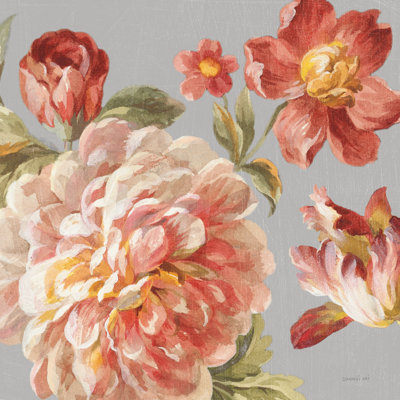 Mixed Floral IV Crop I Grey I by Danhui Nai - Wrapped Canvas Painting