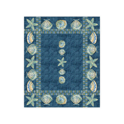 Laural Home Embellished Shells Abstract Tablecloth In Blue