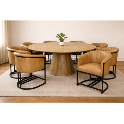 Jaden 8-Person Dining Set With Leather Chairs