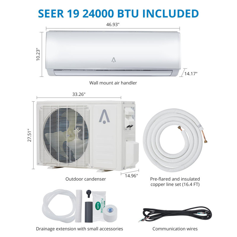 Homhougo 24000 BTU Ductless Mini Split Air Conditioner with Remote Included