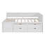 Lit de jour double avec tiroirs et tablettes, lit plateforme avec rangement, blanc