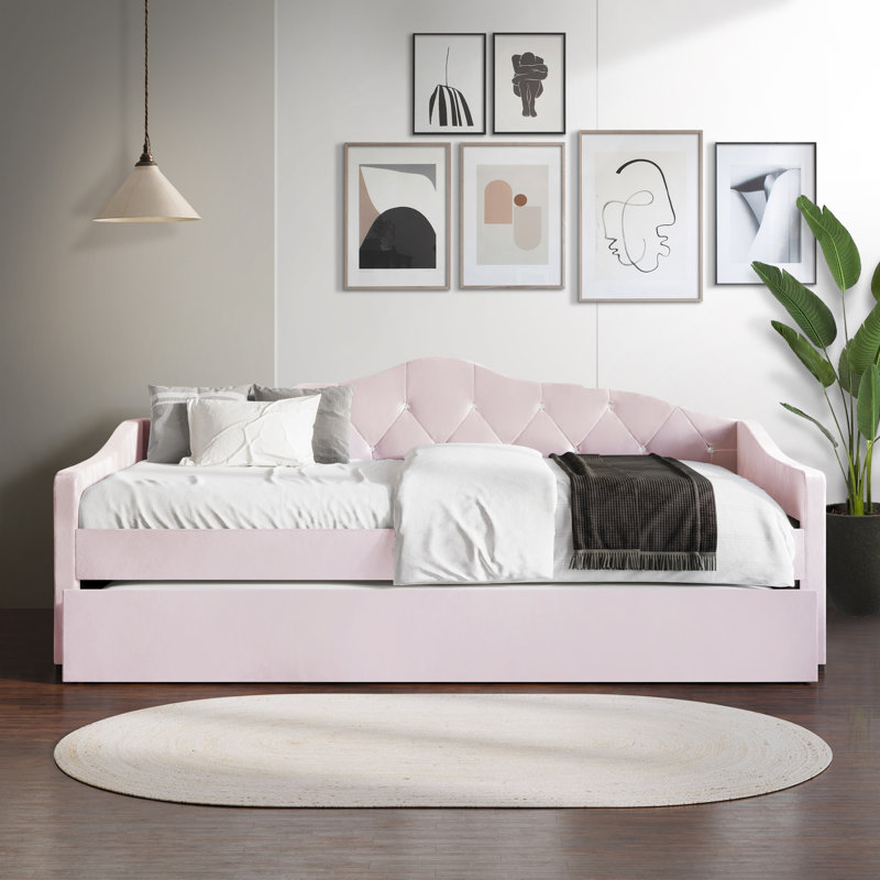 Caitronia Upholstered Daybed, Light Pink
