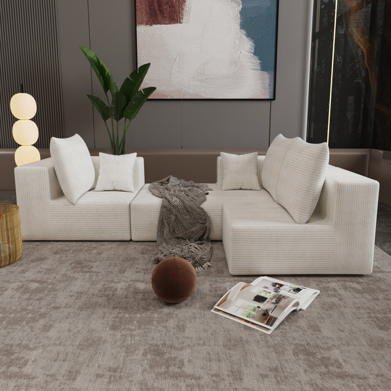 Canapé d'angle, canapé modulaire, canapé-lit, canapé-lit, fabriqué en éponge haute densité et tissu moelleux doux, avec plusieurs combinaisons disponibles (gris)