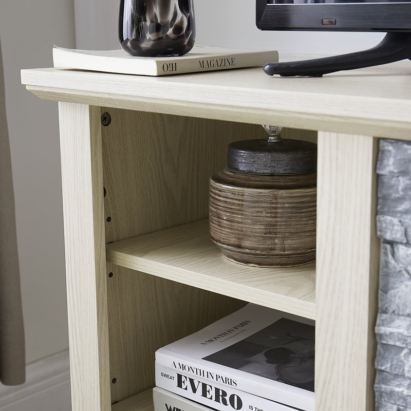 Meuble télé avec meuble télé Mantel Stone, Blanc