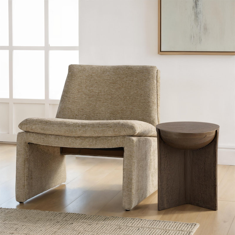Table de bout en aluminium Rushell, laiton antique
