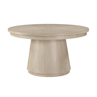 Meuble en bois de style transitionnel à base de piédestal cylindrique ronde à finition naturelle, 1 pièce, 54 po x 54 po x 30,5 po, 2 pièces, tables de salle à manger, gris clair, naturel, moderne et transitionnel
