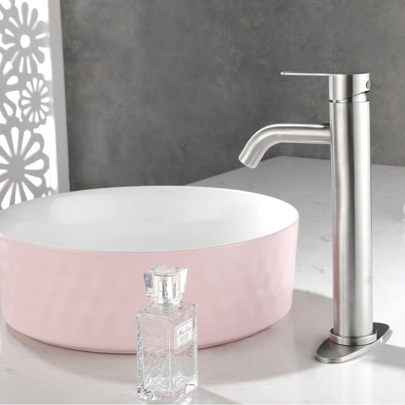 Robinet de lavabo de salle de bain à poignée simple en acier inoxydable, Nickel brossé