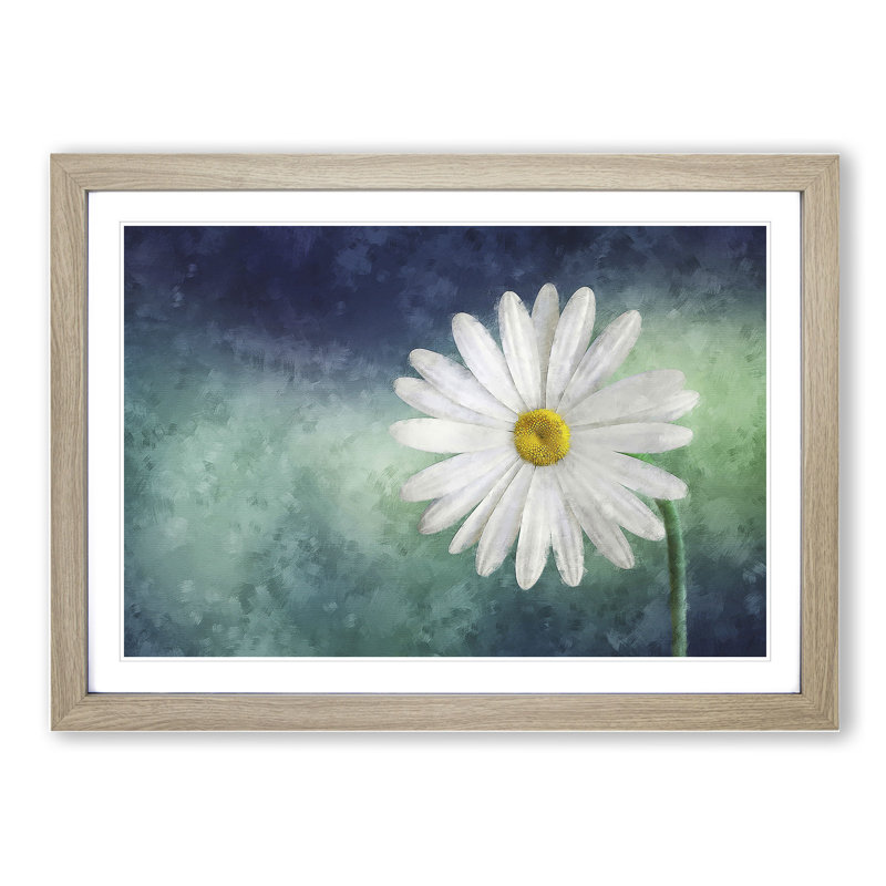 White Daisy Vol.2 Painting - Picture Frame Graphic Art, Oak, 48cm H x 65cm W x 2cm D