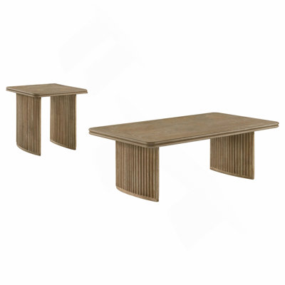 Distressed Light Brown 2-piece Coffee Table Set