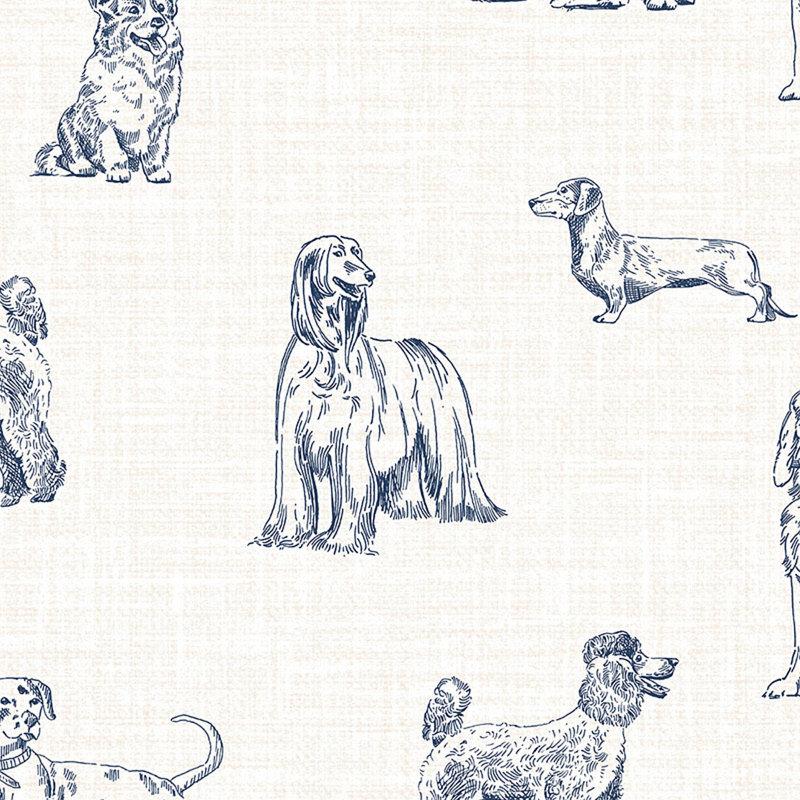 Joules Sketched Dogs Cream/Blue Wallpaper