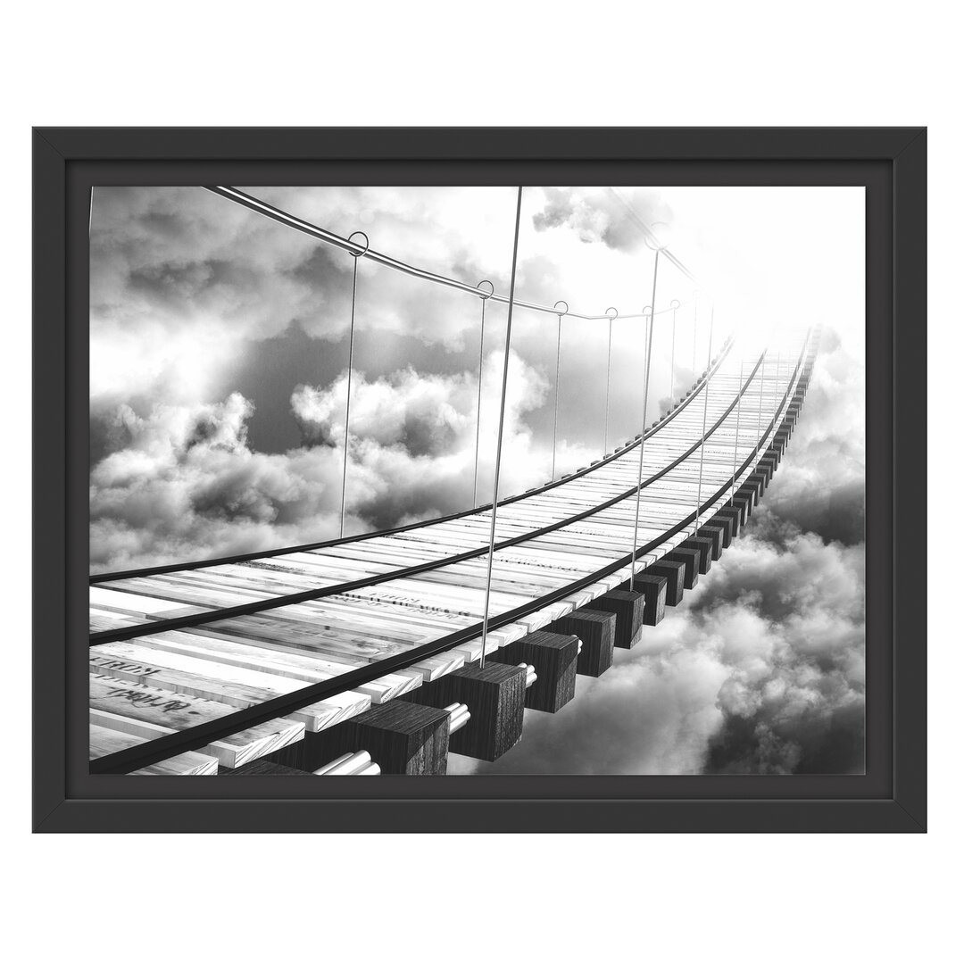 Gerahmtes Wandbild Hölzerne Brücke in den Wolken